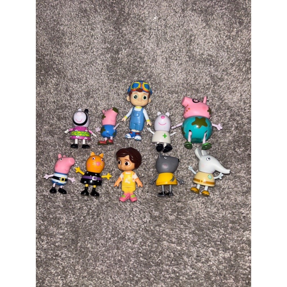 Peppa Pig Cocomelon Action Figure Lot Kids OS Multicolor 10pc Toy Bundle
